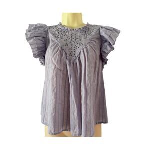Universal Thread Lavender Cotton Eyelet Blouse Size Small